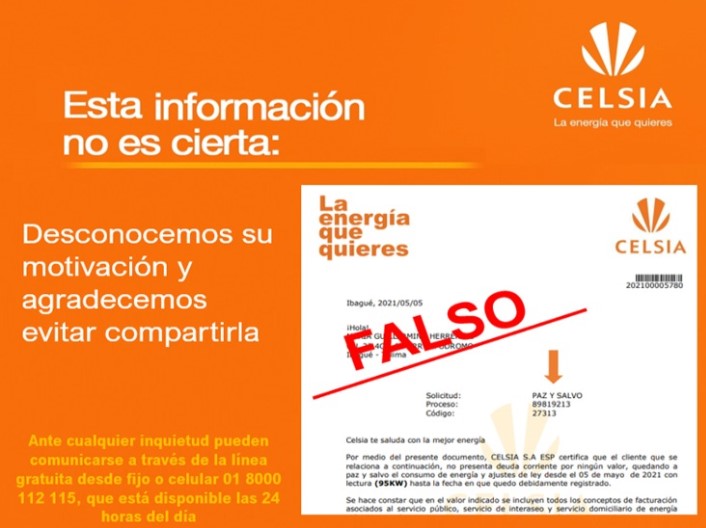 Celsia previene a sus clientes para que eviten ser engañados por personas que se ofrecen a pagar la factura de energía