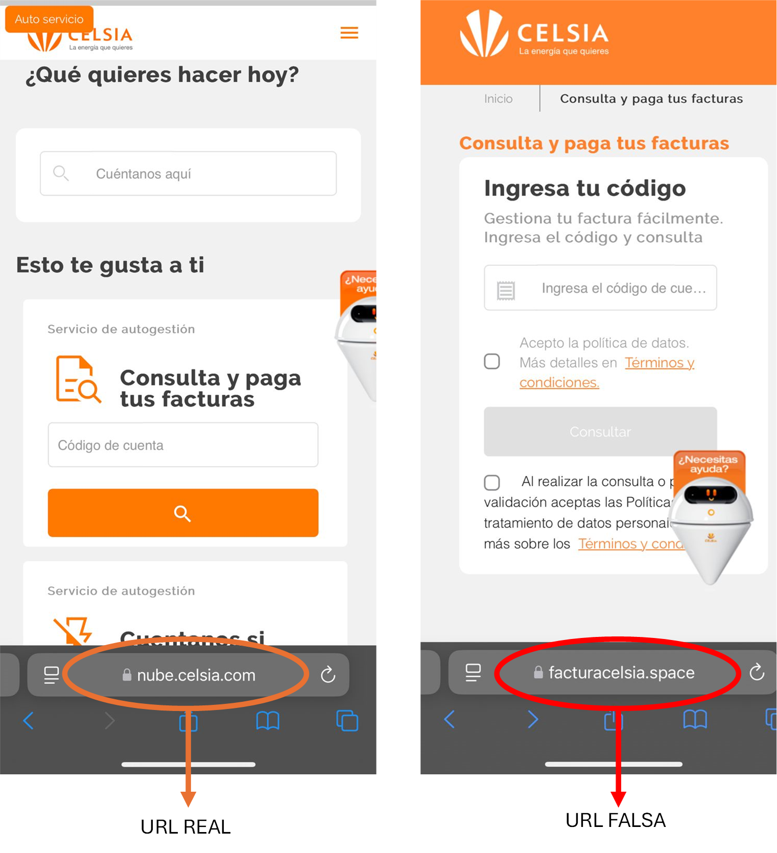 Celsia alerta a sus clientes sobre suplantación  del sitio web para pago de factura